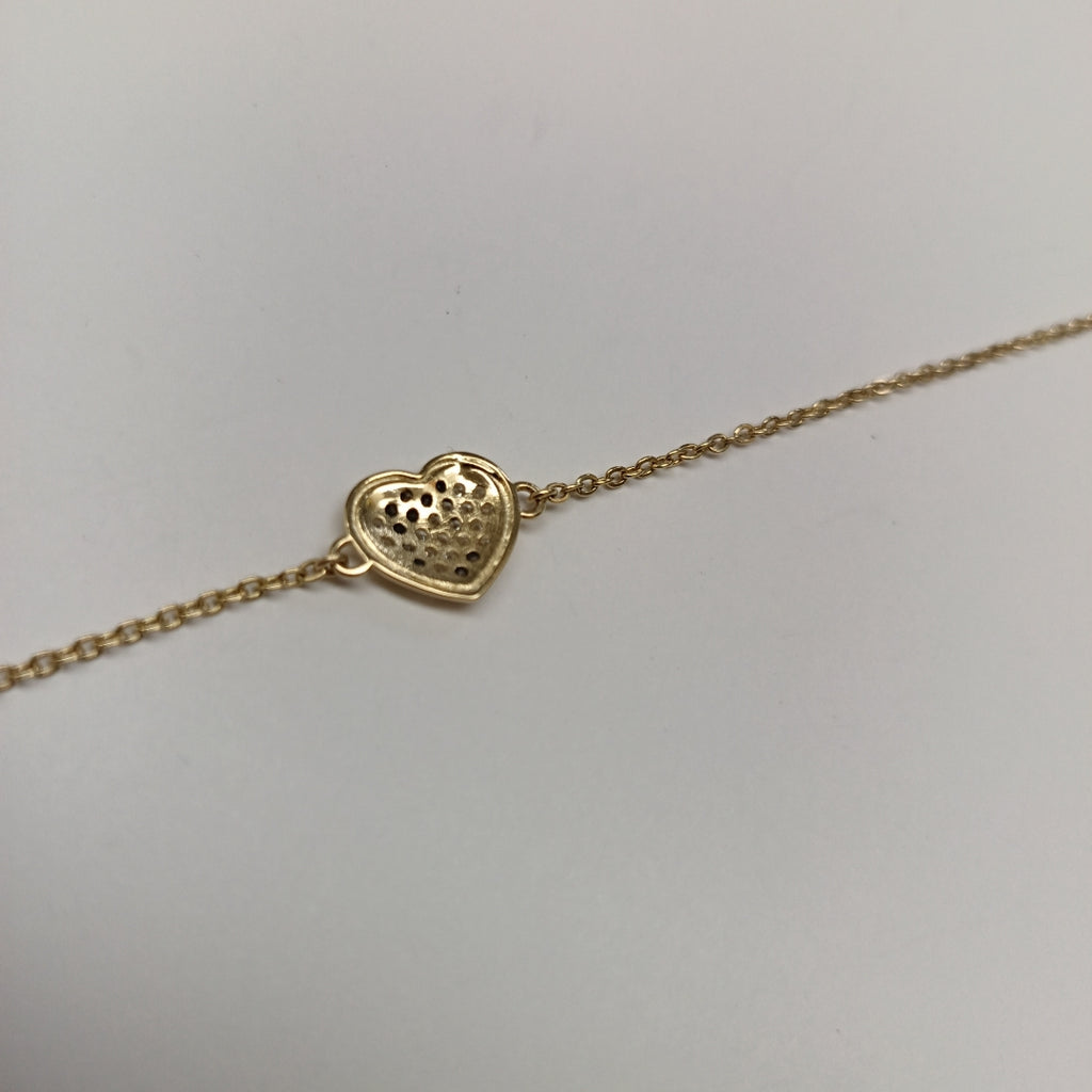 PULSERA TEJIDO ESPECIAL C CORAZON CIRCONIAS 14K 18 CM 2 GR (NUEVO)