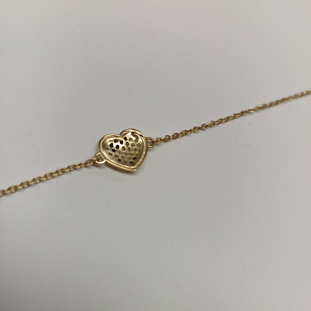 PULSERA TEJIDO ESPECIAL C CORAZON CIRCONIAS 14K 18 CM 2 GR (NUEVO)