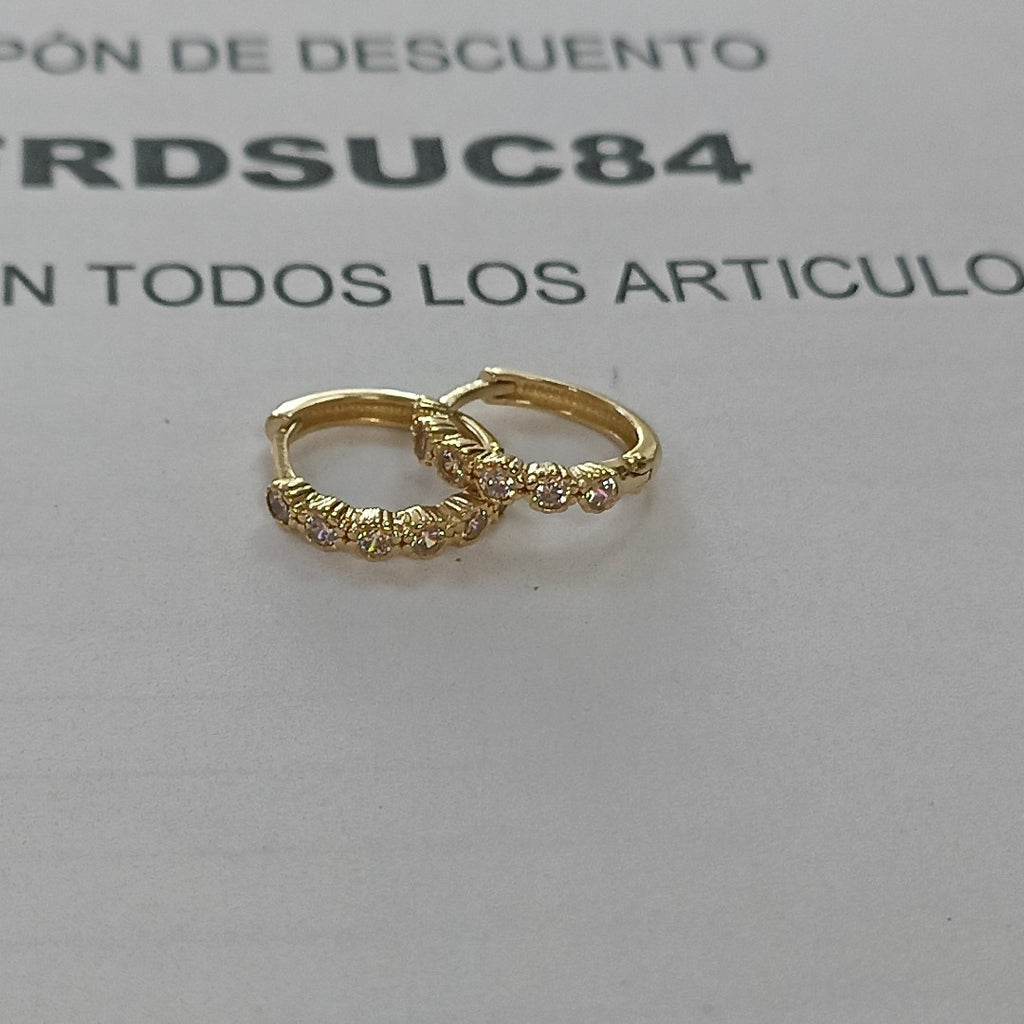 ARETES ARRACADA C CIRCONIAS 14K 2 GR (NUEVO)