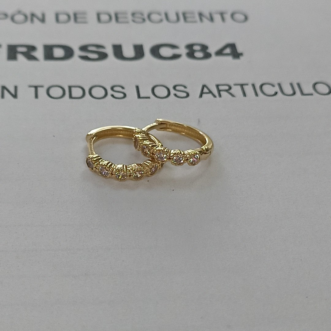 ARETES ARRACADA C CIRCONIAS 14K 2 GR (NUEVO)