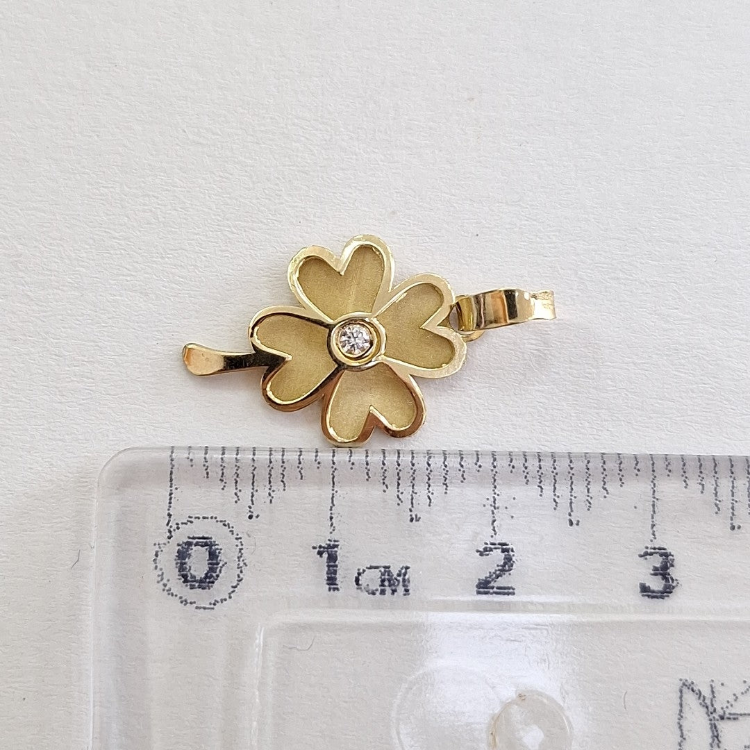 DIJE FIG TREBOL C CIRCONIA 14K 0.8 GR (NUEVO)