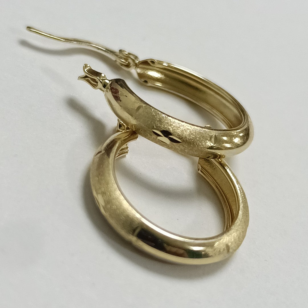 ARETES TEJIDO ARRACADA SATINADA 14K 2.5 GR (NUEVO)