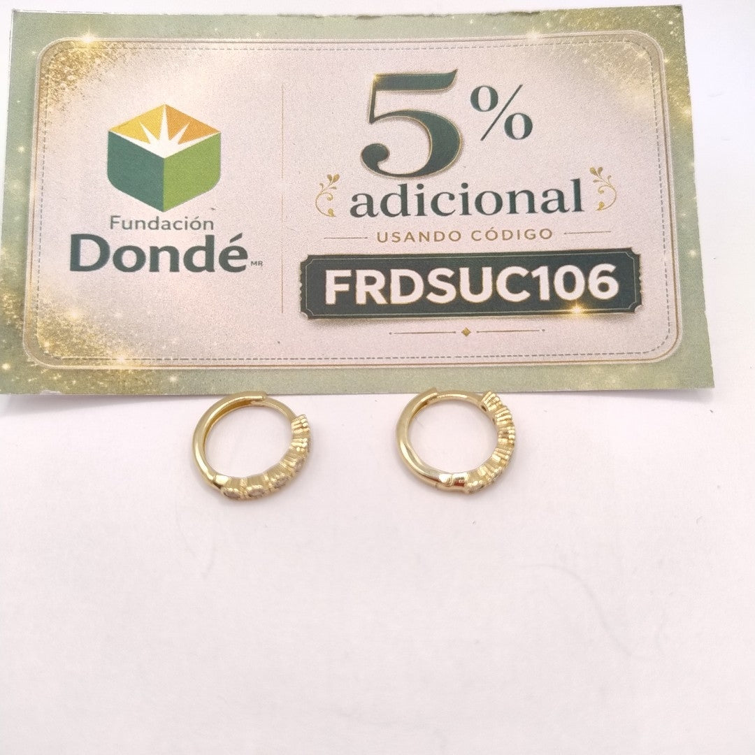 ARETES HUGGIES C CIRCONIAS 14K 2 GR (NUEVO)