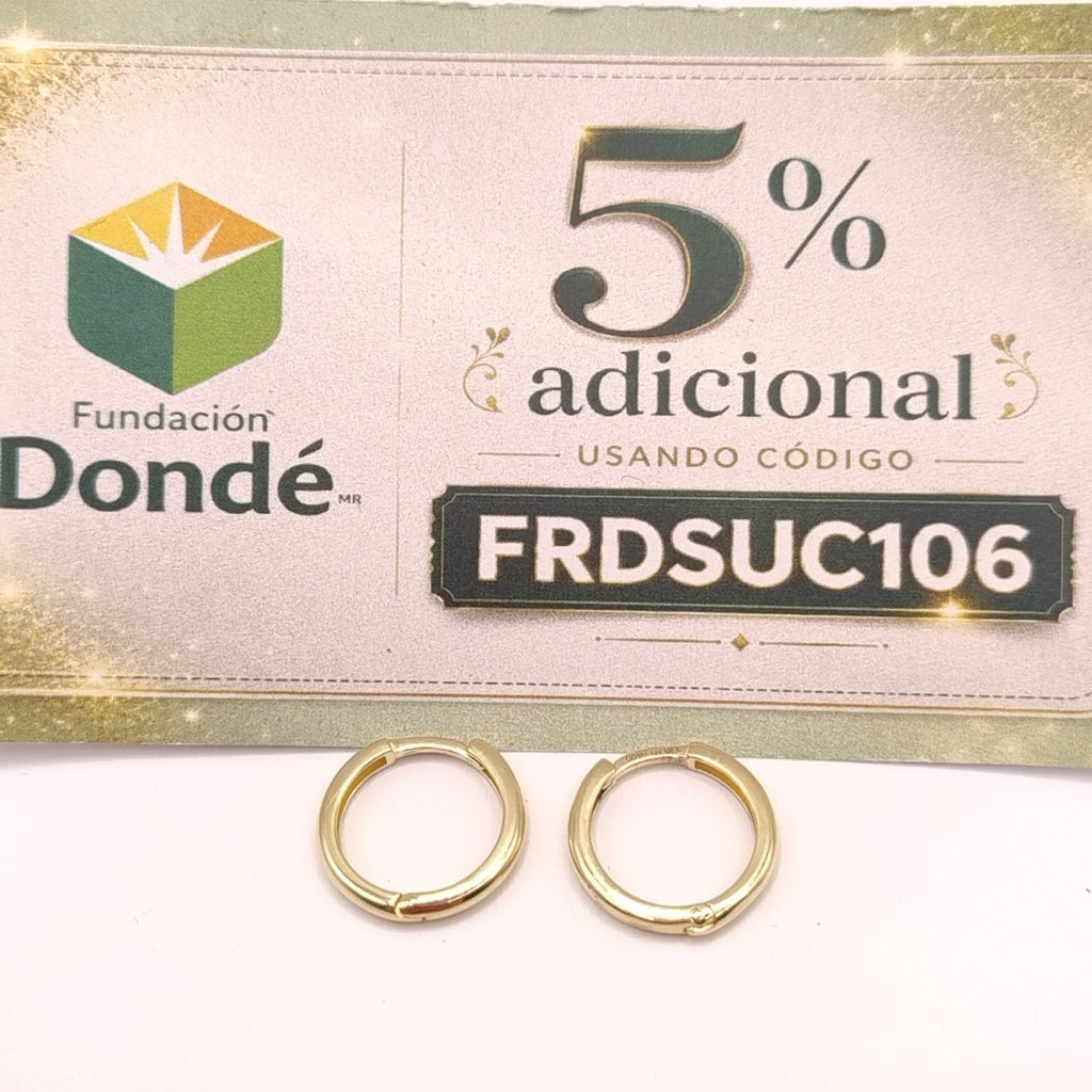 ARETES HUGGIES LISAS 14K 1.5 GR (NUEVO)