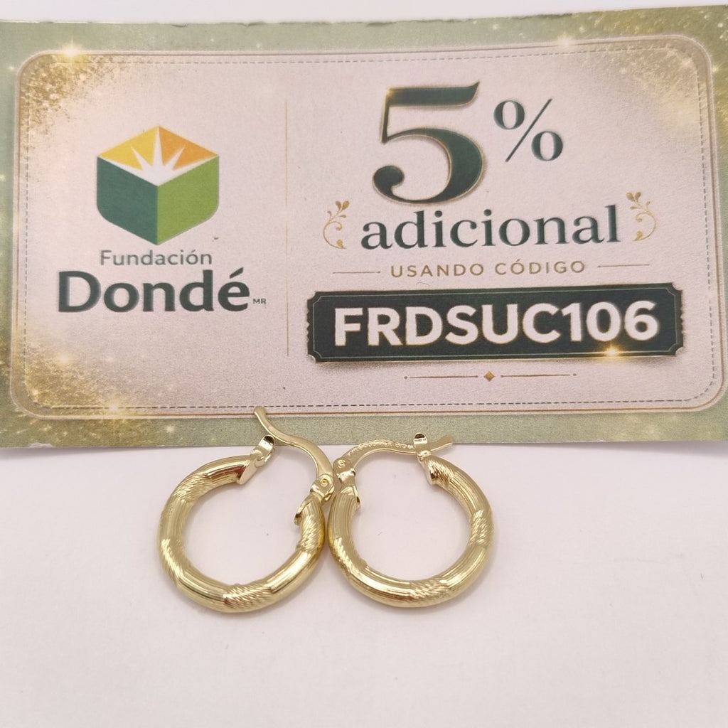 ARETES TEJIDO ARRACADAS CON DISEÑO 14K 2.6 GR (NUEVO)