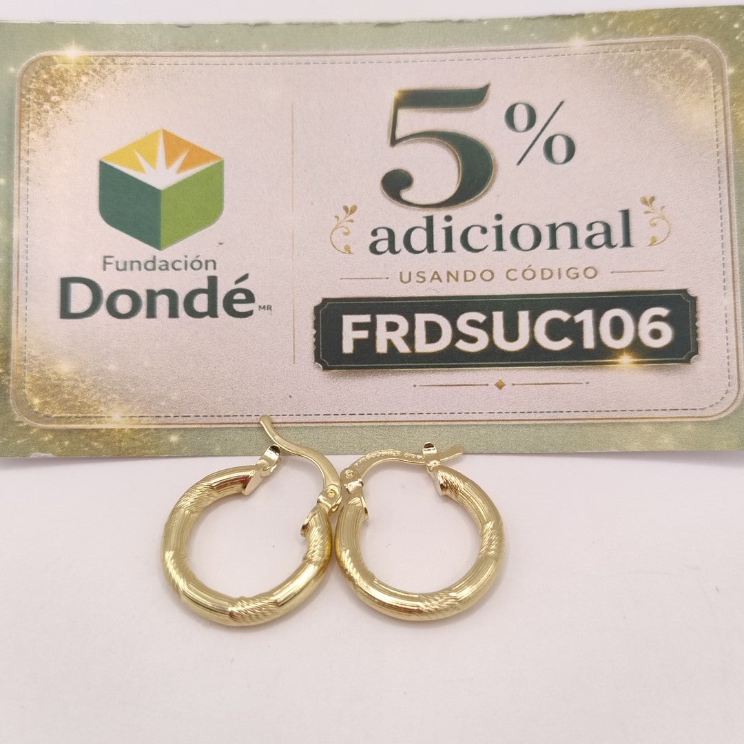 ARETES TEJIDO ARRACADAS CON DISEÑO 14K 2.6 GR (NUEVO)