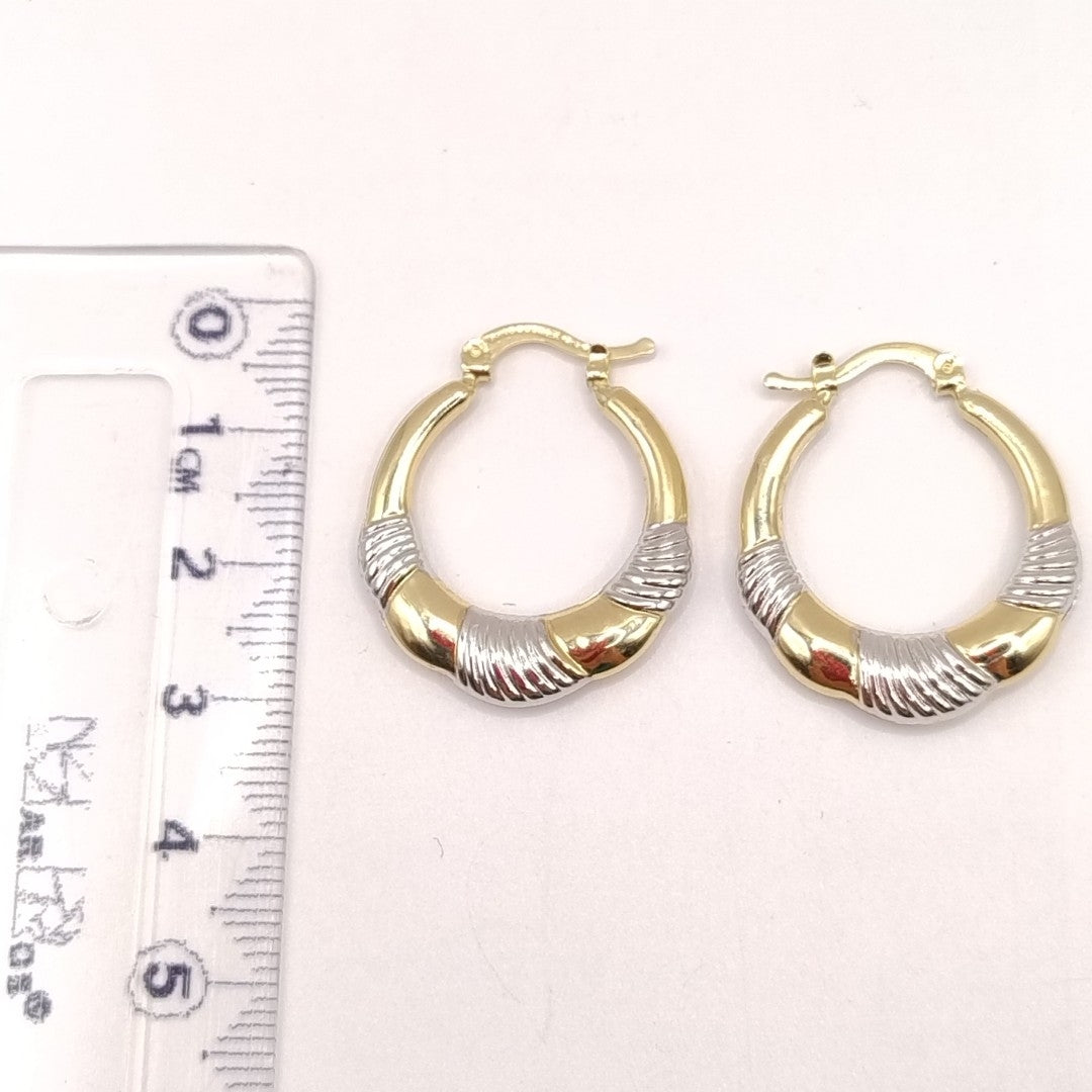 ARETES ARRACADAS HUECAS COMBINADAS 14K 2.6 GR (NUEVO)