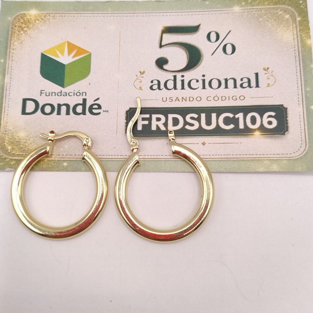 ARETES TEJIDO ARRACADA LISA 14K 2 GR (NUEVO)
