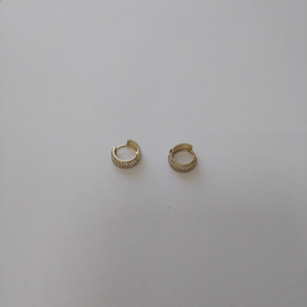 ARETES HUGGIE CON CIRCONIAS 14K 2.1 GR (NUEVO)