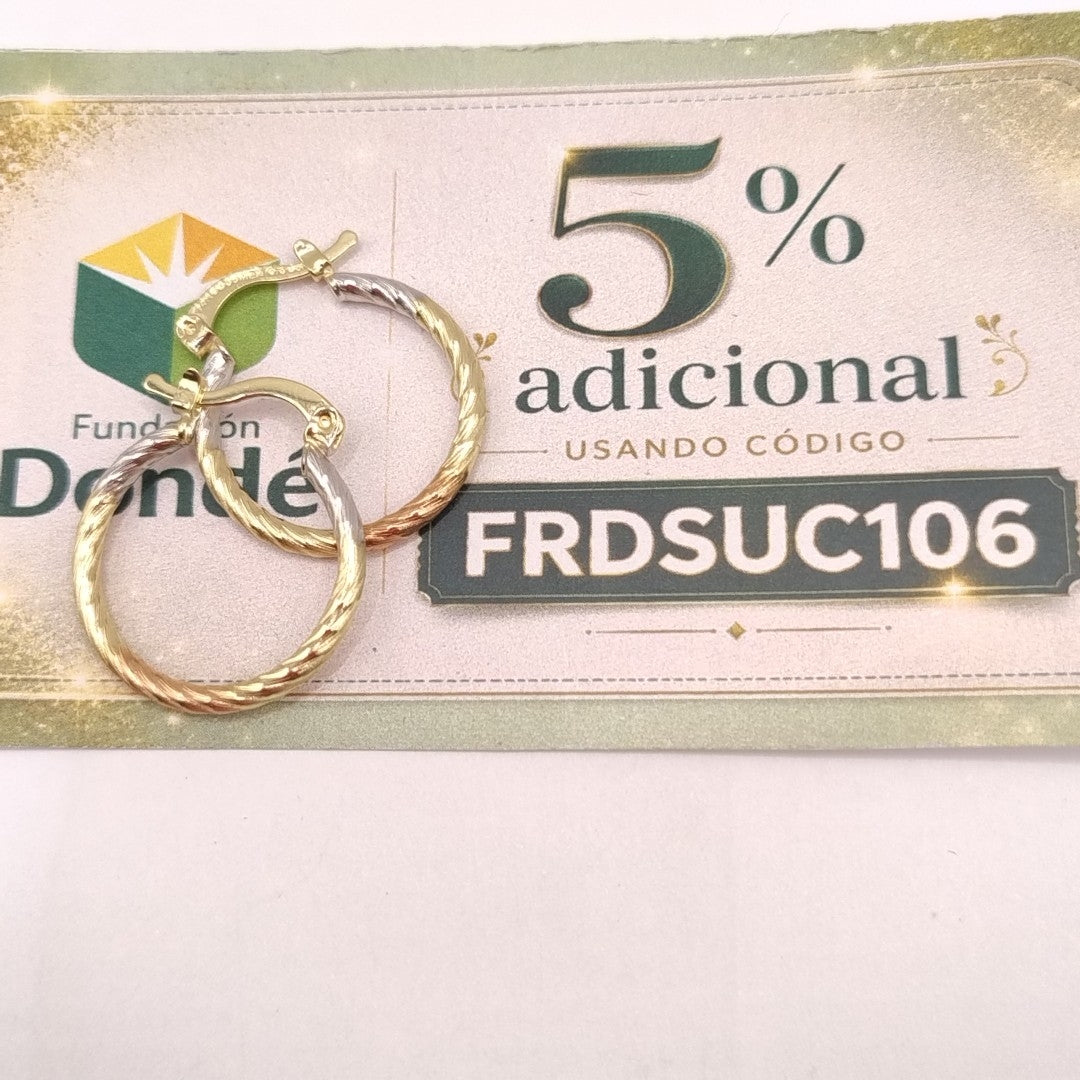 ARETES TEJIDO ARRACADAS TZL COMBINADAS 14K 1.8 GR (NUEVO)
