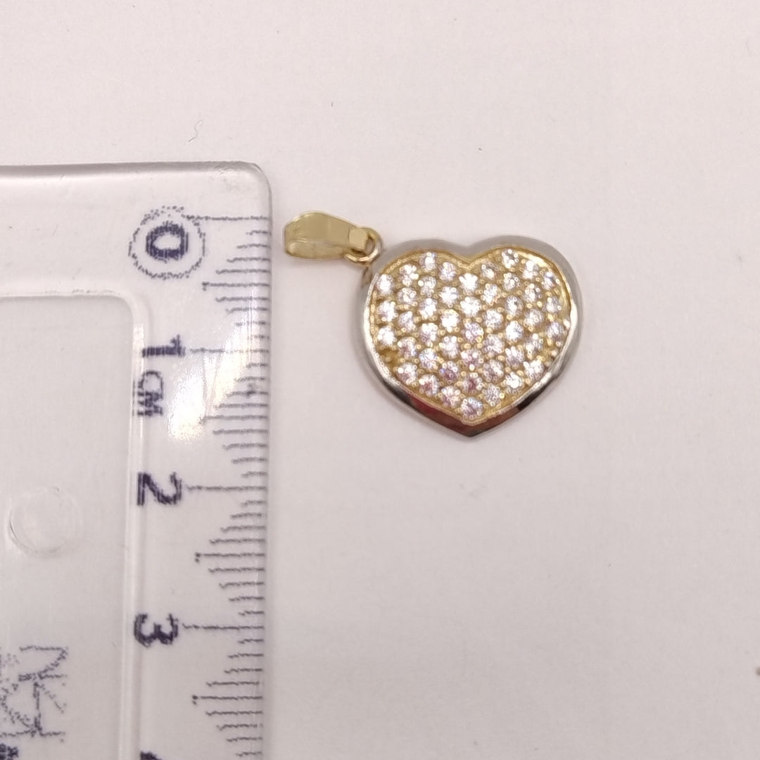 DIJE CORAZON CON CIRCONIAS 14K 1.8 GR (NUEVO)