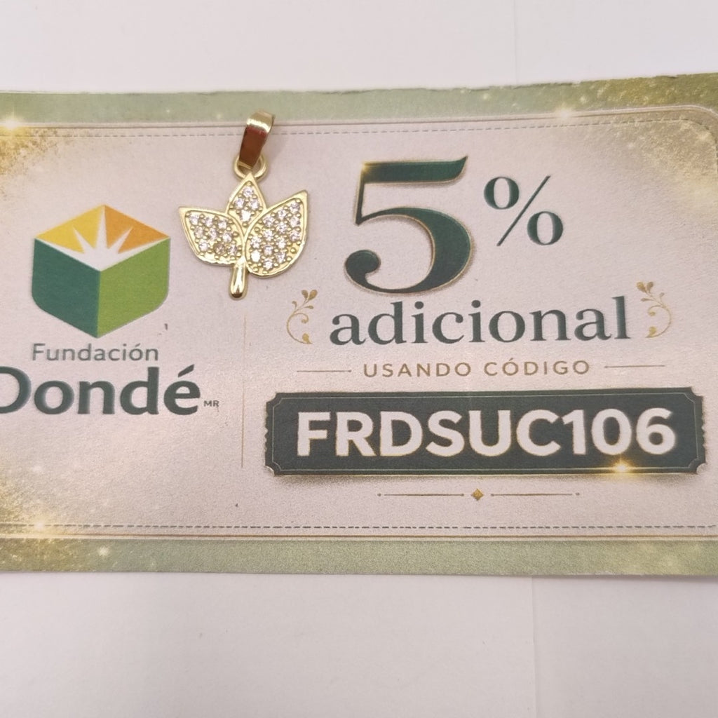 DIJE TEJIDO HOJAS CON CIRCONIAS 14K 1 GR (NUEVO)