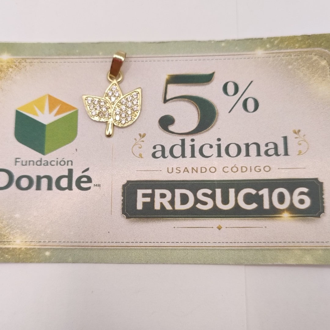 DIJE TEJIDO HOJAS CON CIRCONIAS 14K 1 GR (NUEVO)