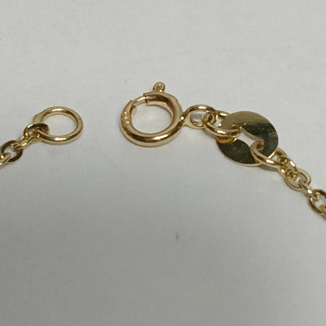 PULSERA TEJIDO ESPECIAL CON CORAZONES 14K 18 CM 1.6 GR (NUEVO)