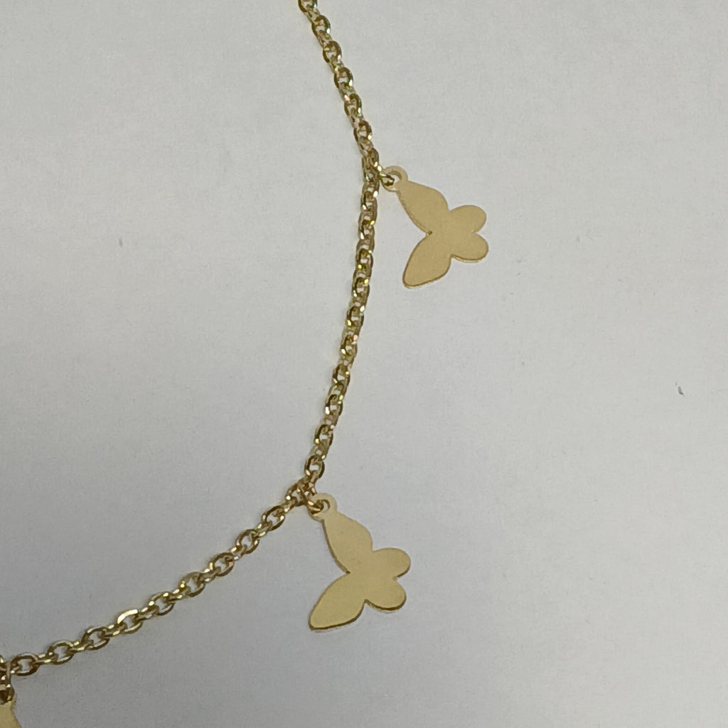 PULSERA ESPECIAL CON MARIPOSAS 14K 18 CM 2.1 GR (NUEVO)