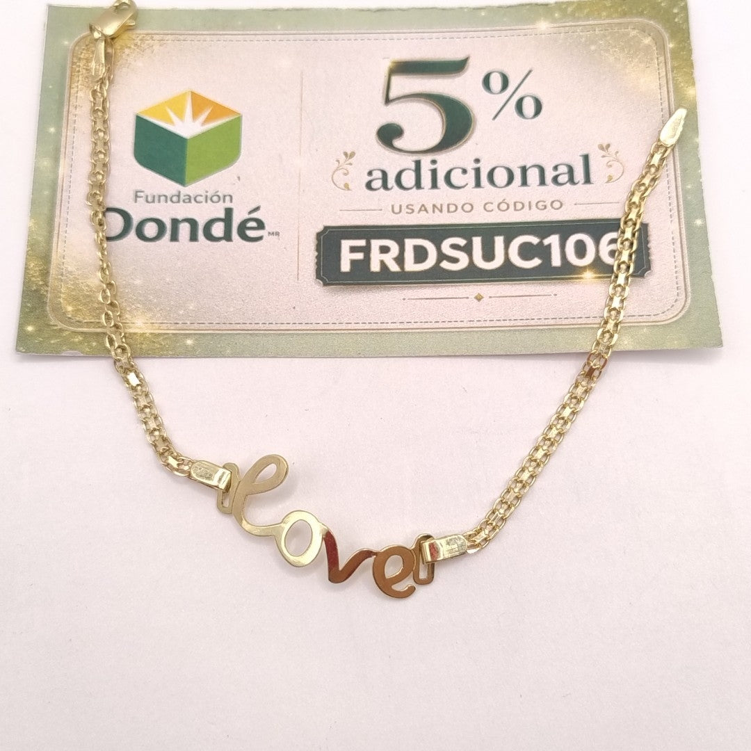 PULSERA ESCLAVA GRABADA LOVE 10K 18 CM 2.7 GR (NUEVO)