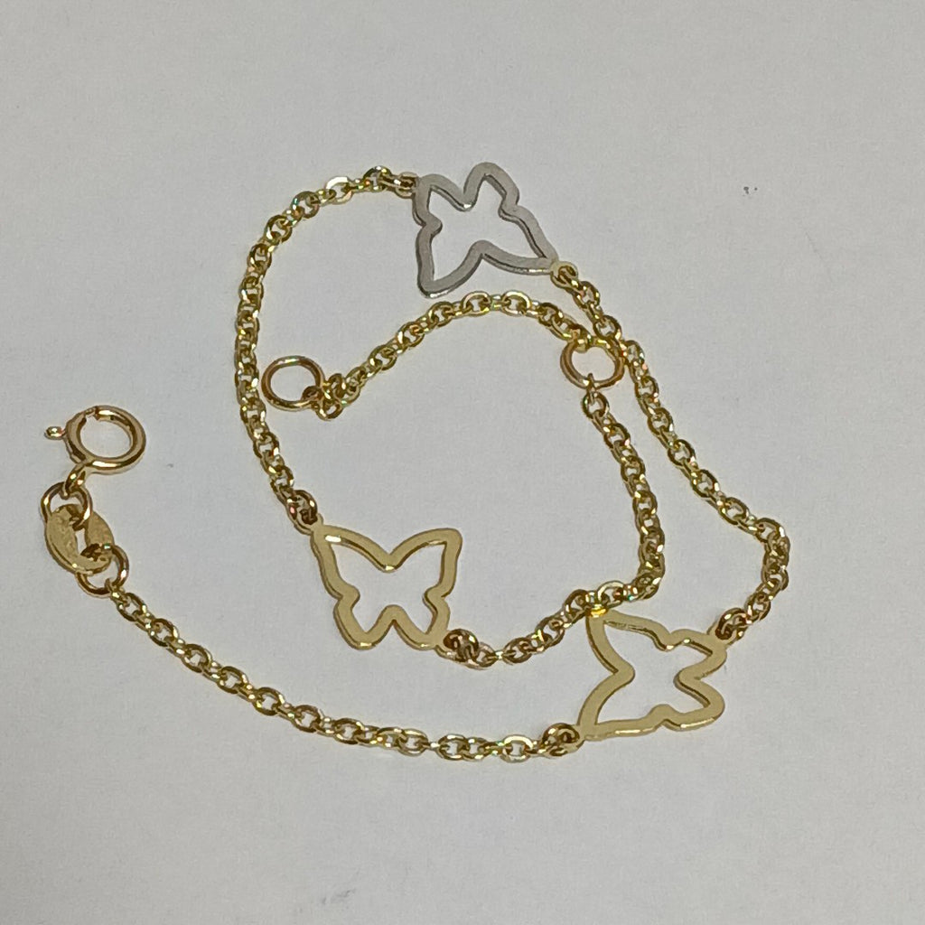 PULSERA ESPECIAL C MARIPOSAS 14K 18 CM 1.7 GR (NUEVO)