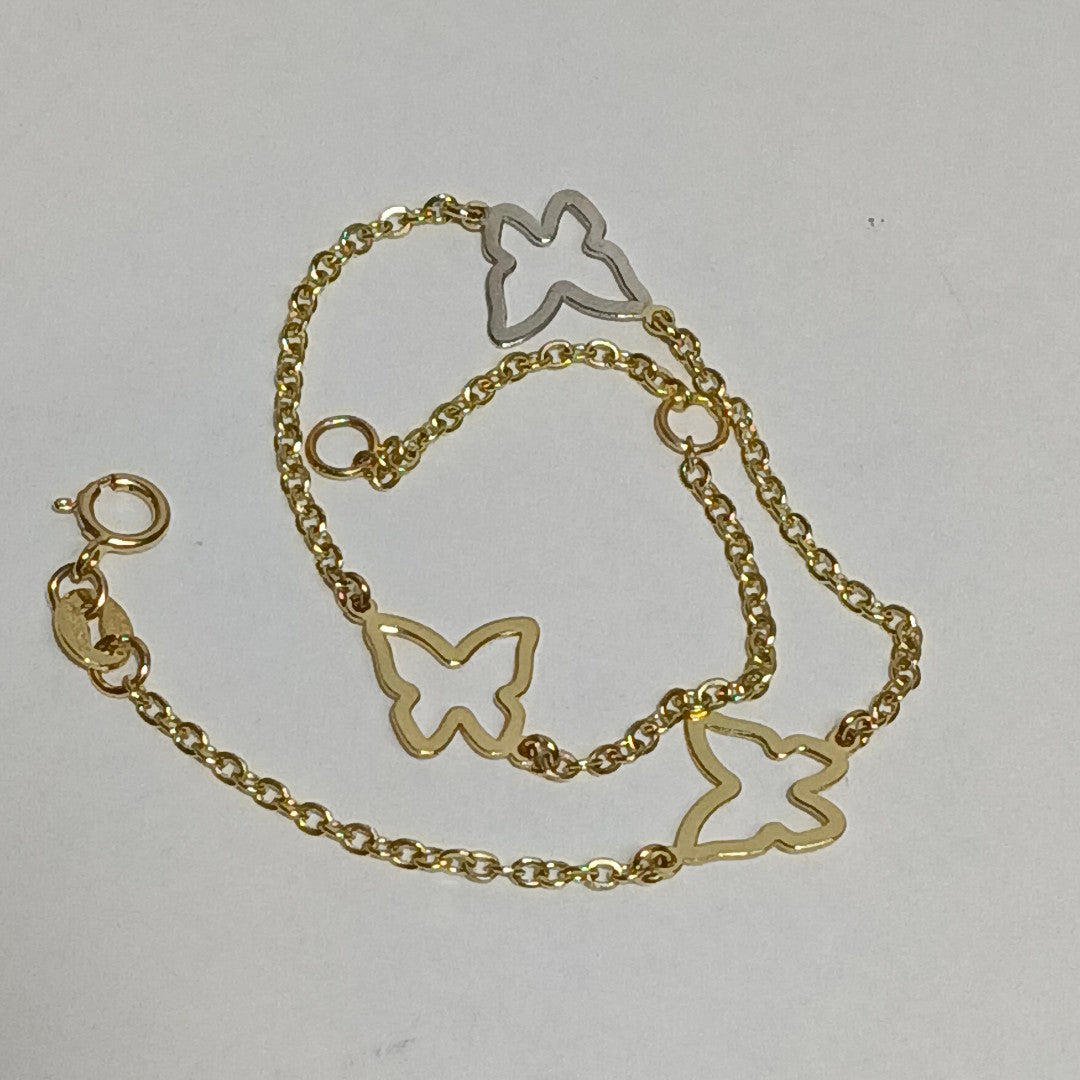 PULSERA ESPECIAL C MARIPOSAS 14K 18 CM 1.7 GR (NUEVO)