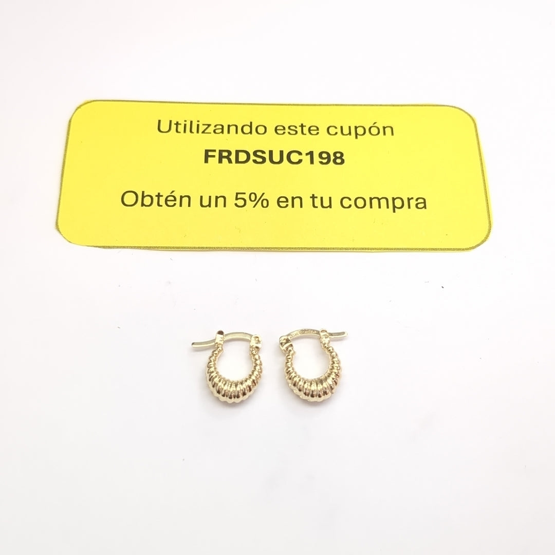 ARETES ARRACADA ESTRIADAS 14K 1.1 GR (NUEVO)