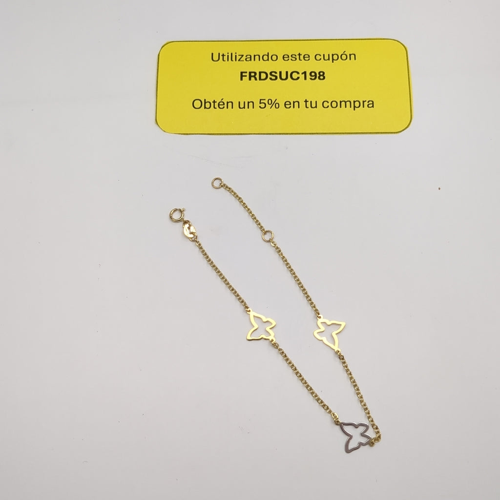 PULSERA ESPECIAL C MARIPOSAS 14K 18 CM 1.7 GR (NUEVO)