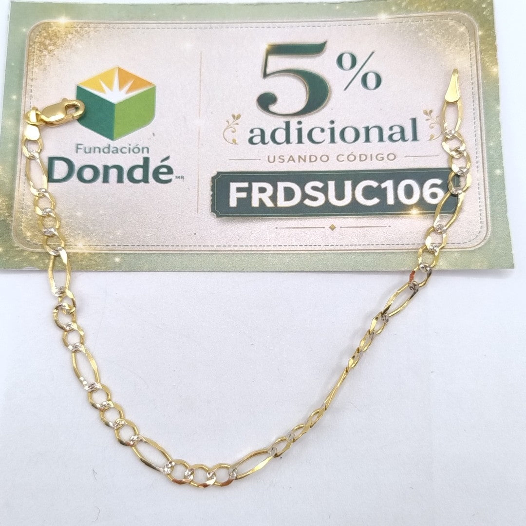 PULSERA 3X1 DIAMANTADA 14K 18 CM 2.5 GR (NUEVO)