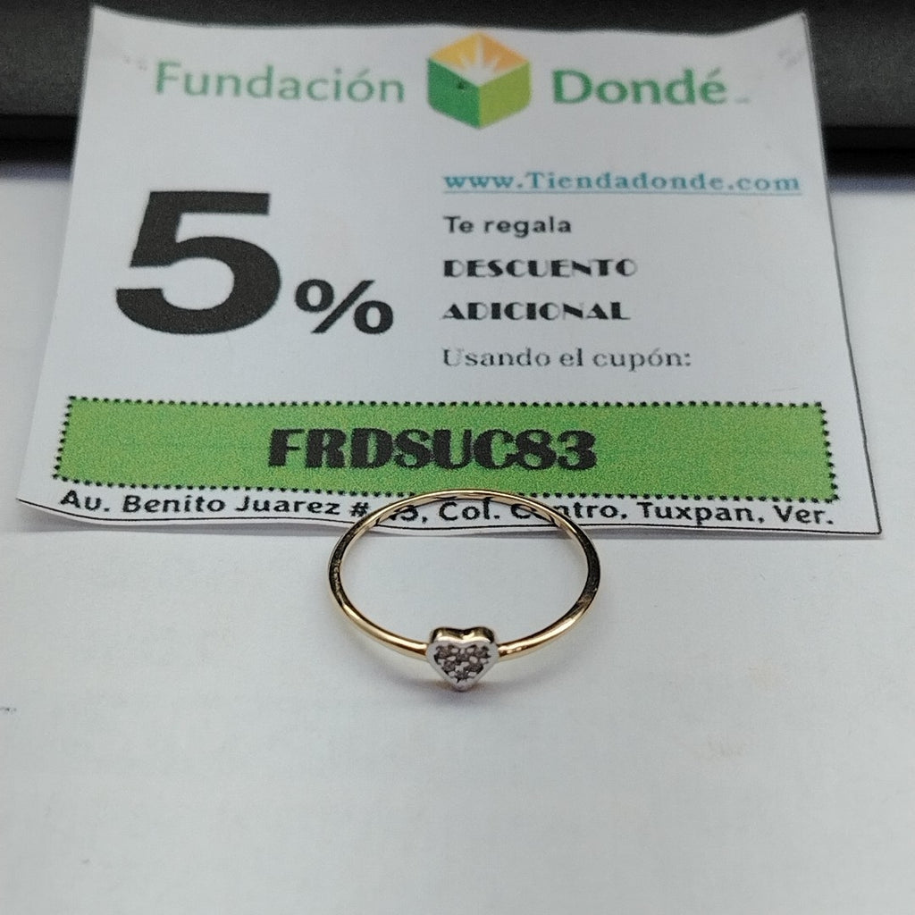 ANILLO ANILLITO CORAZON C CIRCONIA 14K 7 TALLA 0.8 GR (NUEVO)