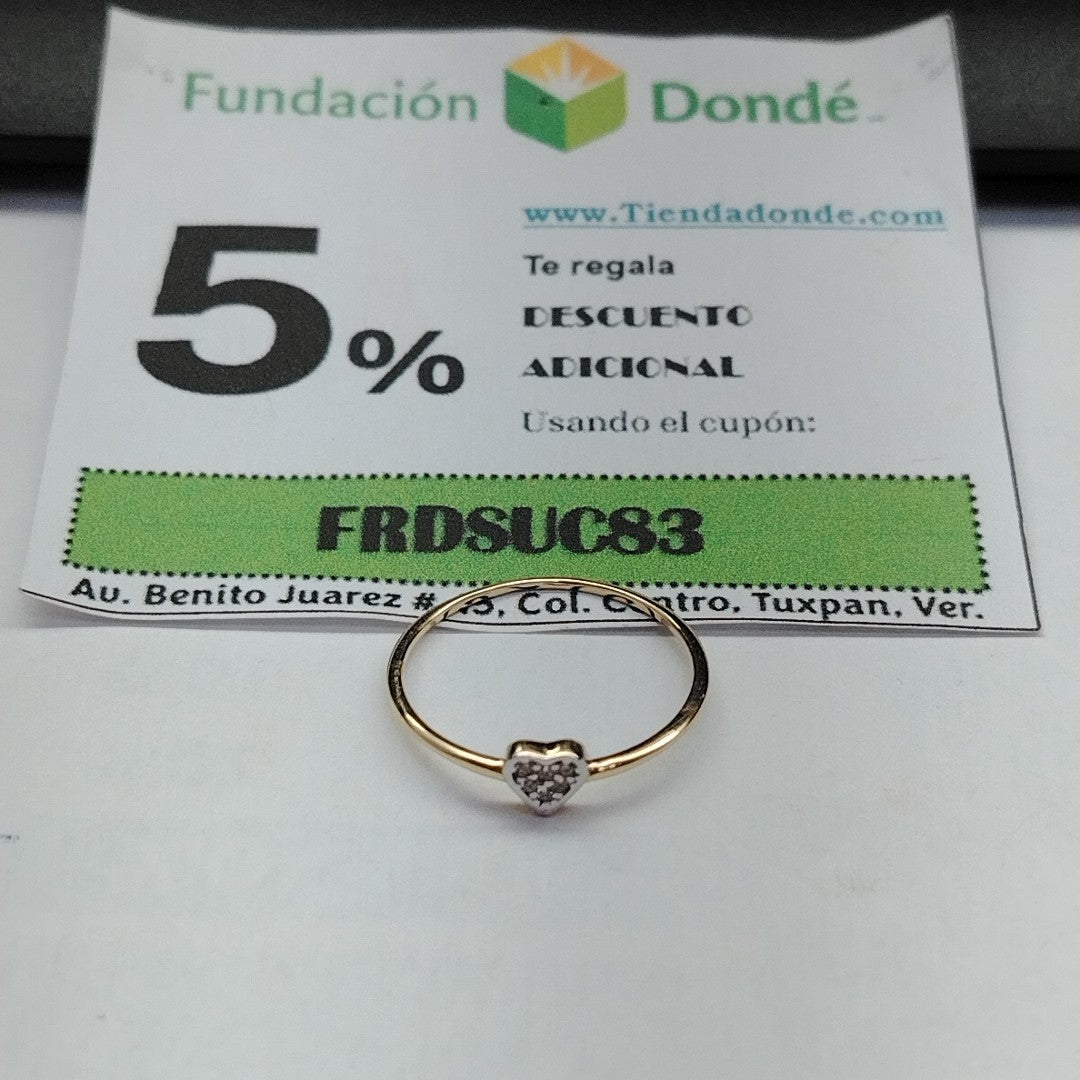 ANILLO ANILLITO CORAZON C CIRCONIA 14K 7 TALLA 0.8 GR (NUEVO)