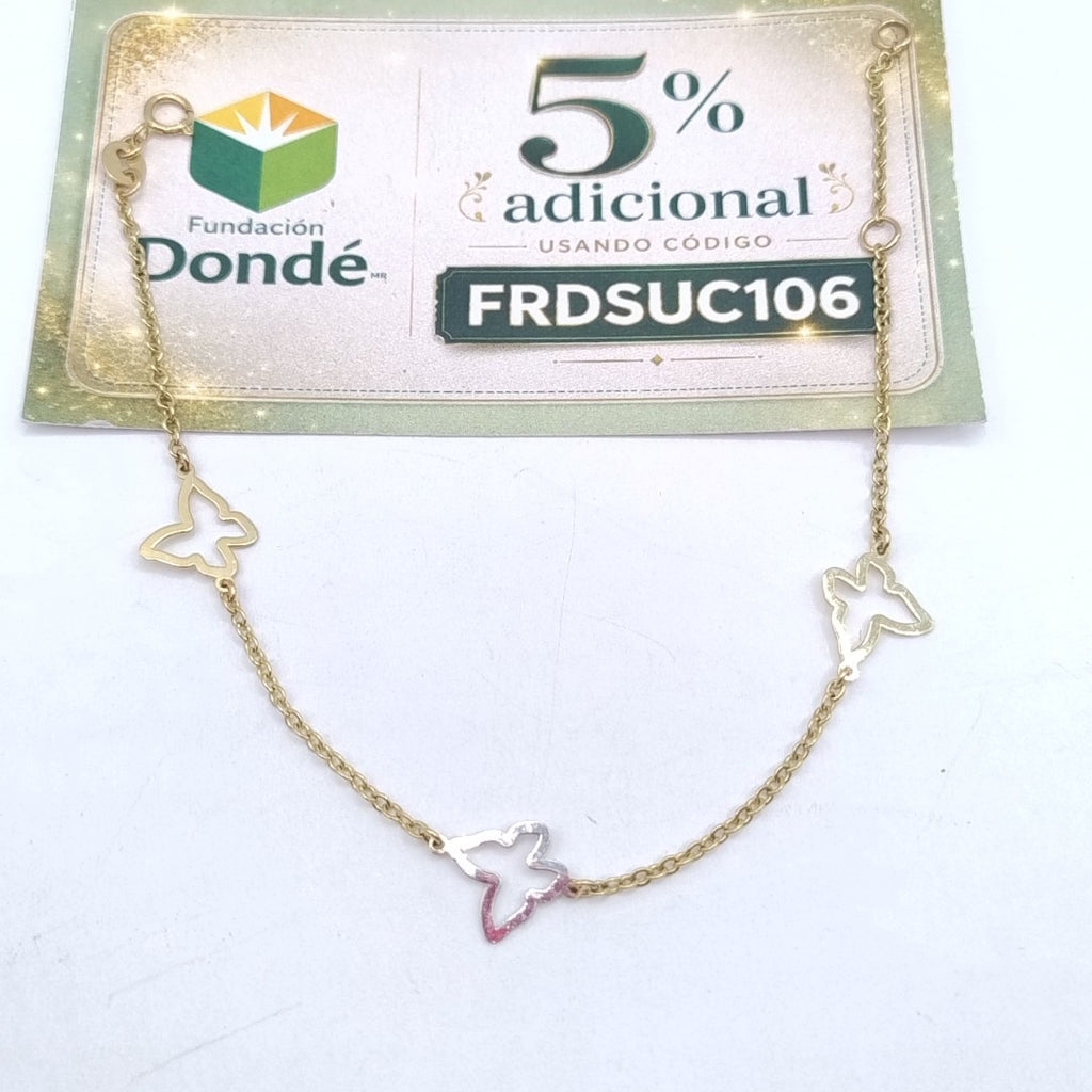 PULSERA ESPECIAL C MARIPOSAS 14K 18 CM 1.7 GR (NUEVO)