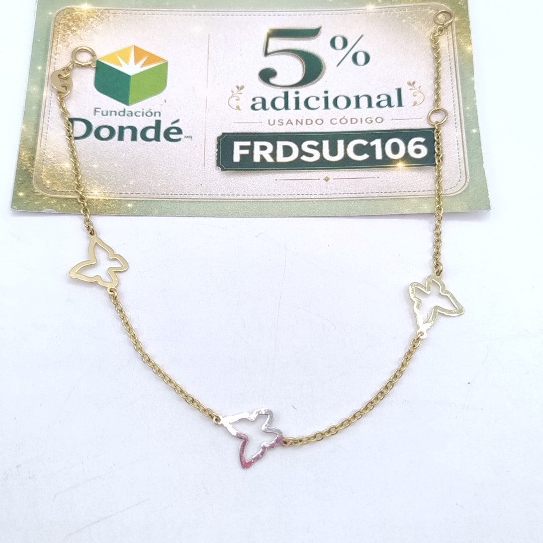 PULSERA ESPECIAL C MARIPOSAS 14K 18 CM 1.7 GR (NUEVO)