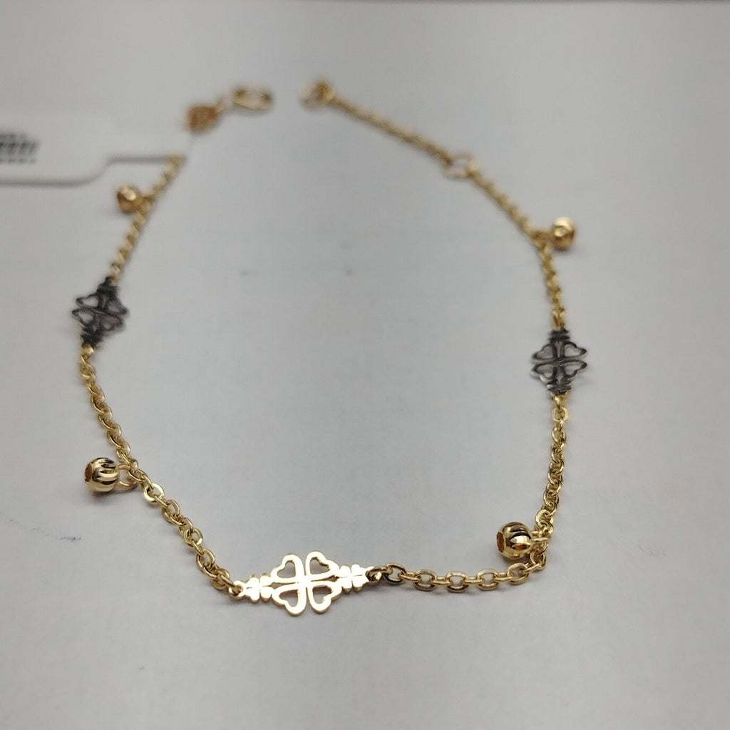 PULSERA ESPECIAL CON TREBOL 14K 18 CM 1.9 GR (NUEVO)