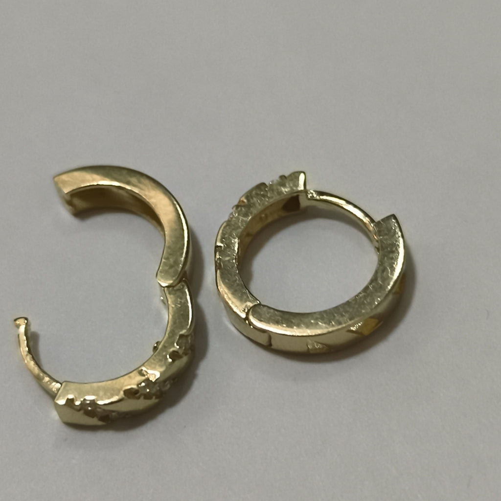 ARETES HUGGIES CON CIRCONIAS 14K 2.3 GR (NUEVO)