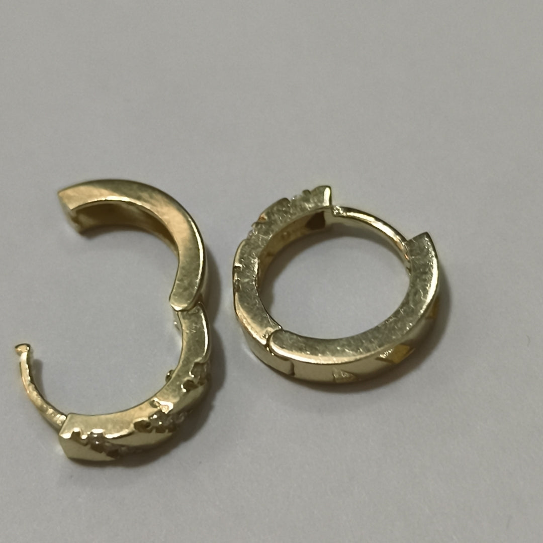 ARETES HUGGIES CON CIRCONIAS 14K 2.3 GR (NUEVO)