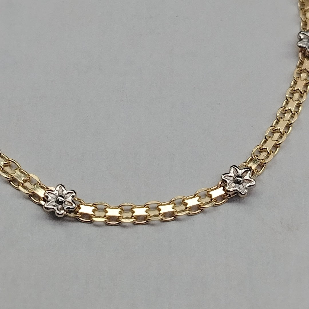 PULSERA ESPECIAL C FLORES 14K 18 CM 2.9 GR (NUEVO)