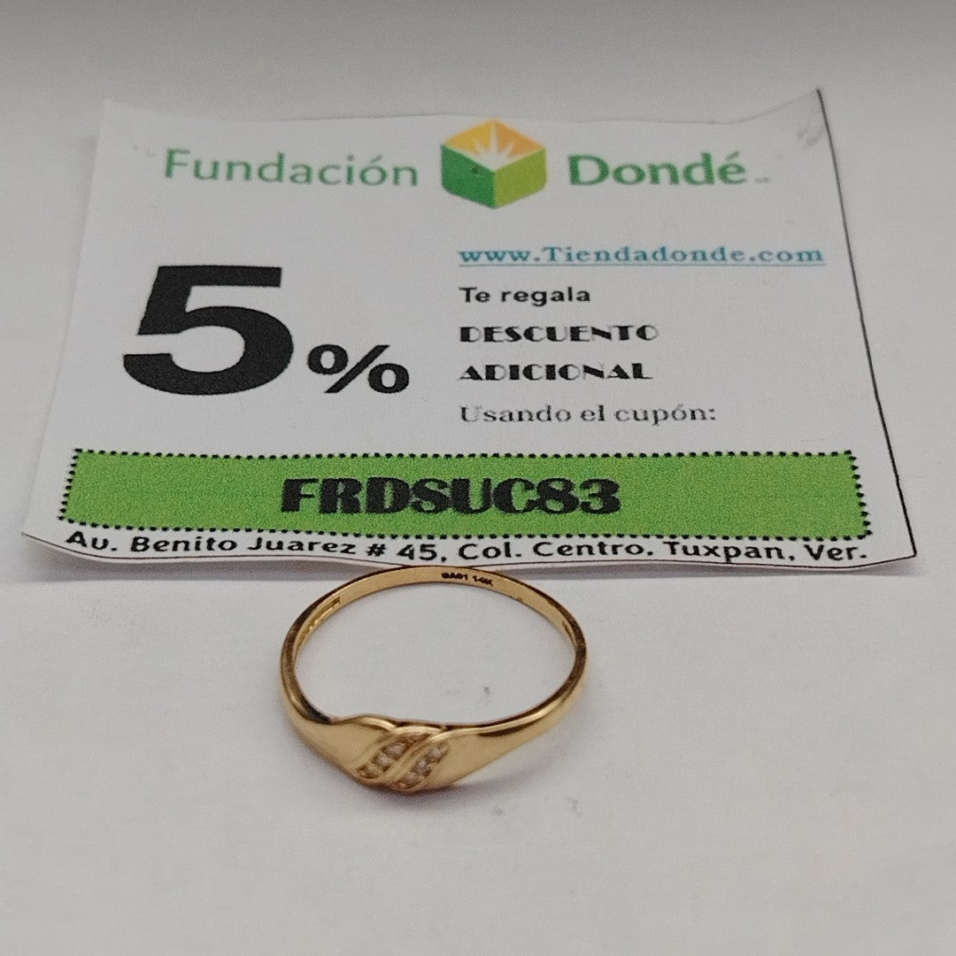 ANILLO ANILLITO C CIRCONIAS 14K 8.5 TALLA 1.2 GR (NUEVO)