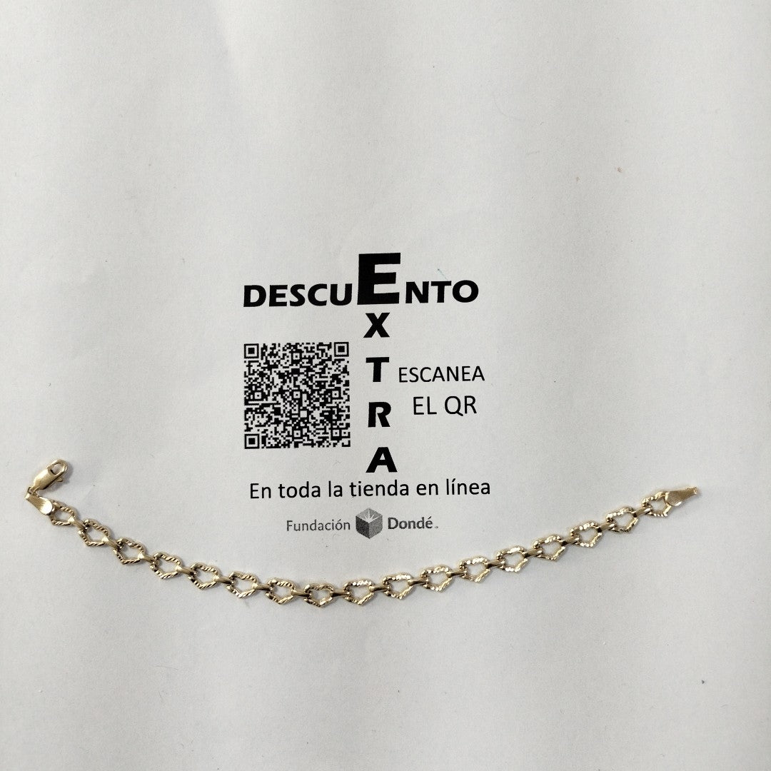 PULSERA ESPECIAL CON CORAZONES 14K 18 CM 4 GR (NUEVO)
