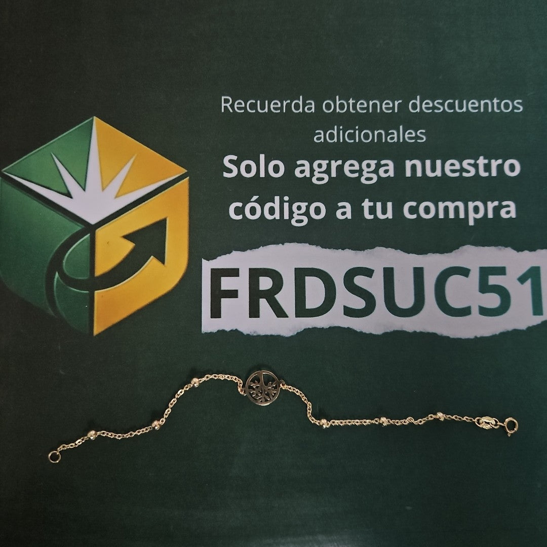 PULSERA TEJIDO ESPECIAL ARBOL 14K 18 CM 1.8 GR (NUEVO)