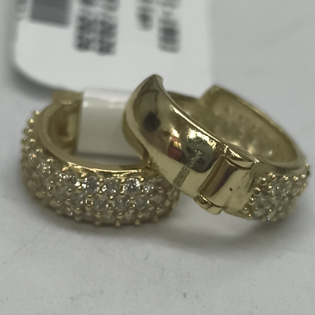 ARETES HUGGIE CON CIRCONIAS 14K 2.1 GR (NUEVO)