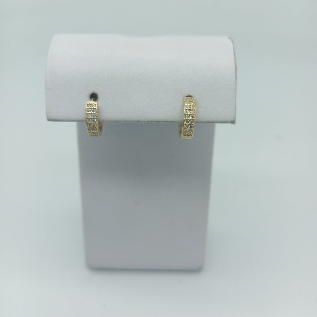 ARETES HUGGIES C CIRCONIAS 14K 2.2 GR (NUEVO)