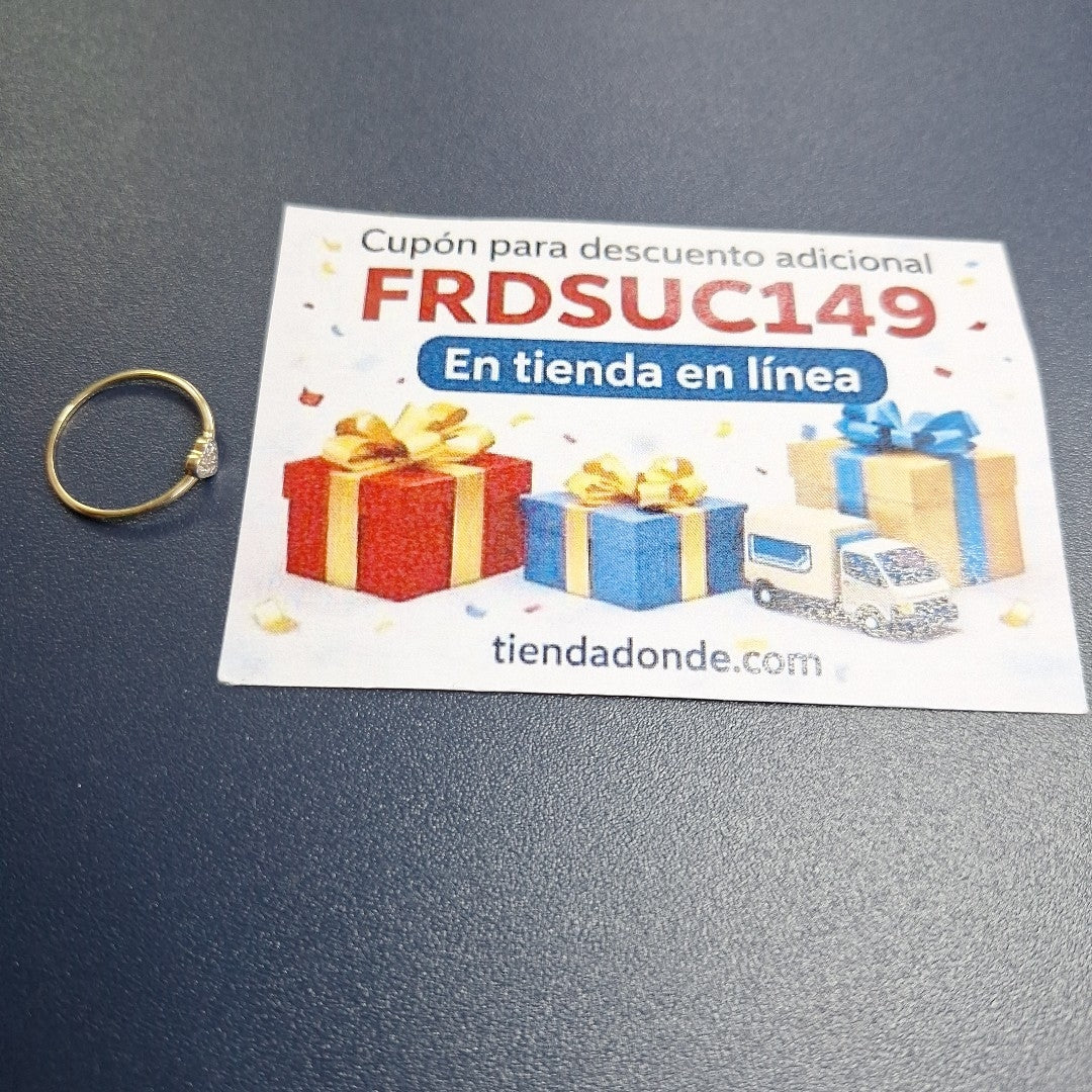 ANILLO ANILLITO CORAZON C CIRCONIA 14K 7 TALLA 0.8 GR (NUEVO)