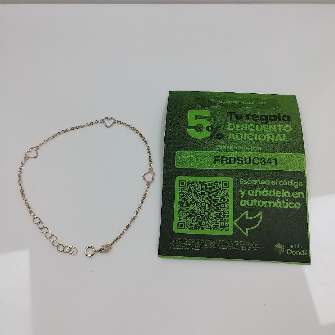 PULSERA ESPECIAL CON CORAZONES 10K 18 CM 1.2 GR (NUEVO)