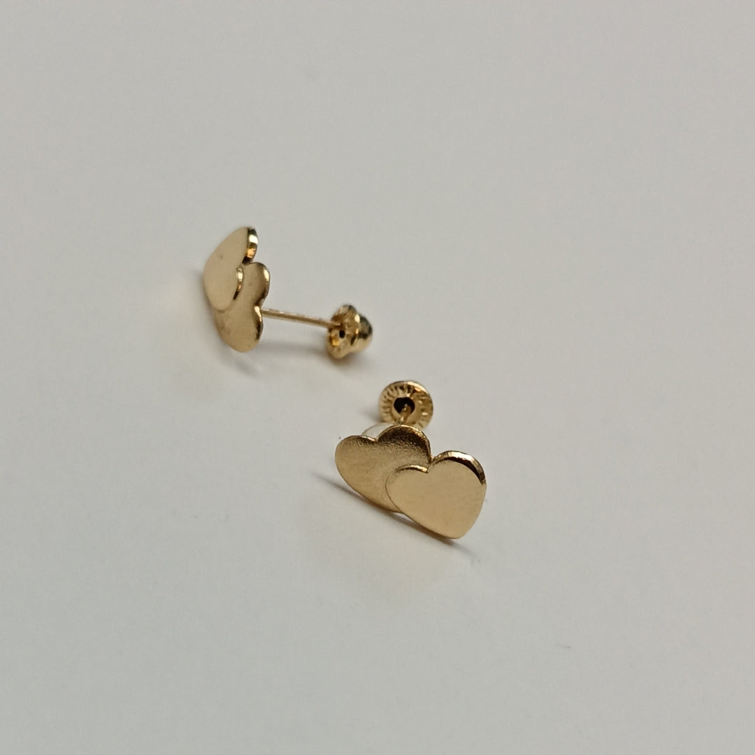 BROQUELES BROQUEL CORAZON DOBLE 14K 0.2171 GR (NUEVO)