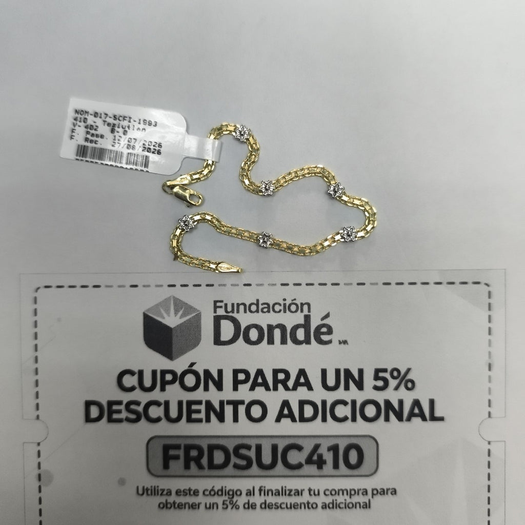 PULSERA ESPECIAL C FLORES 14K 18 CM 3 GR (NUEVO)
