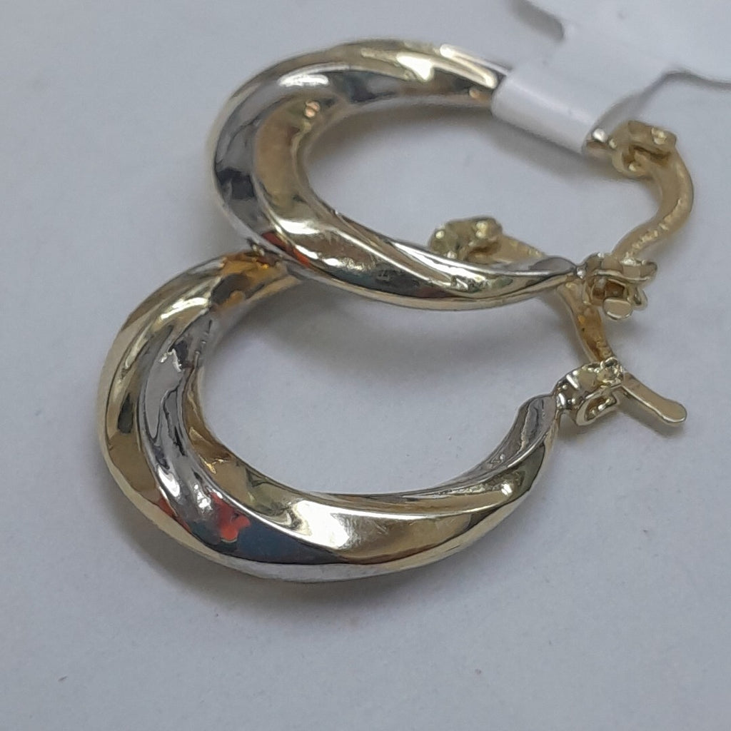 ARETES TEJIDO ARRACADA TRENZADA COMBINADA 14K 1.8 GR (NUEVO)