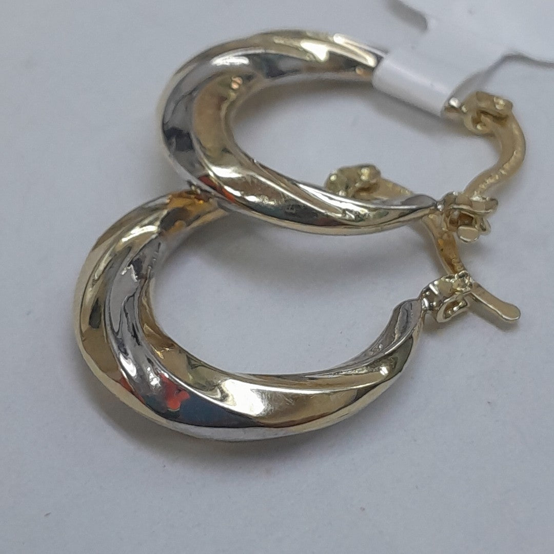 ARETES TEJIDO ARRACADA TRENZADA COMBINADA 14K 1.8 GR (NUEVO)
