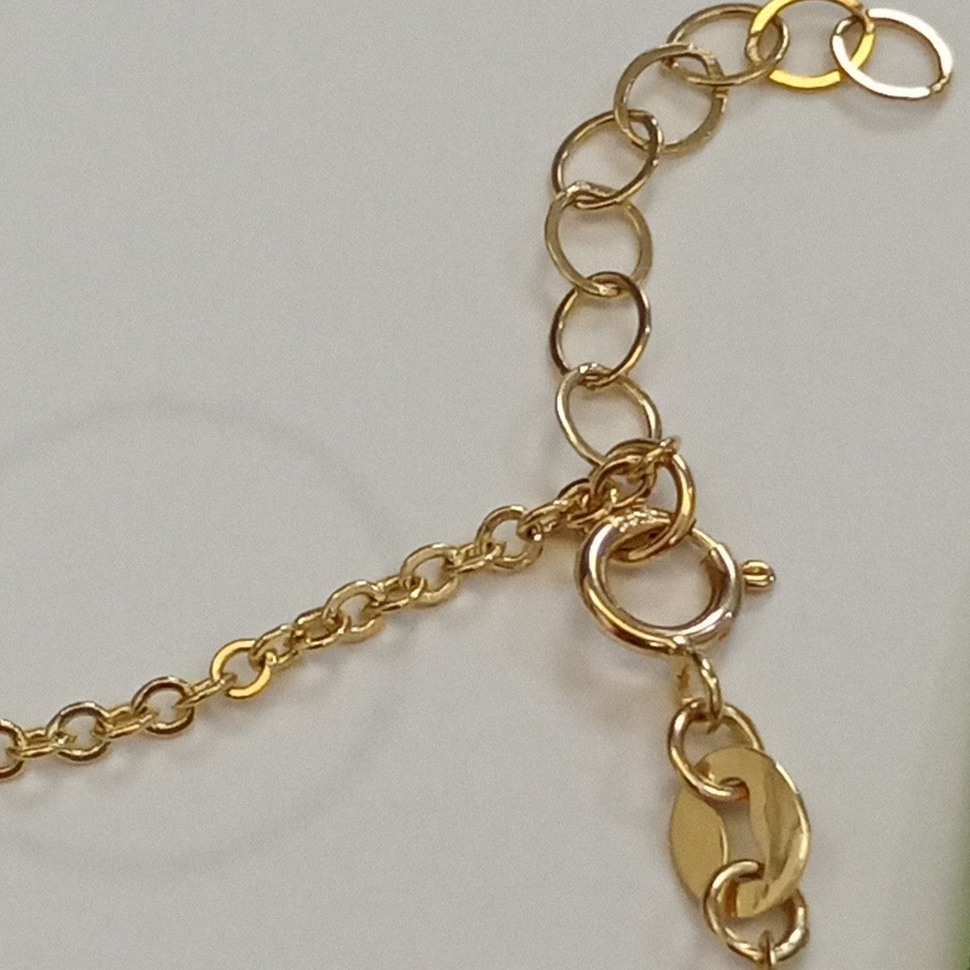 PULSERA ESPECIAL CON CORAZONES CONBINADOS 14K 18 CM 1.6 GR (NUEVO)