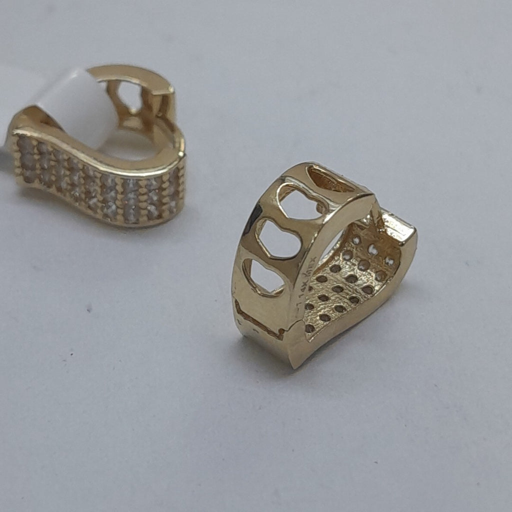ARETES ARRACADAS CORAZON C CIRCONIAS 14K 2.2 GR (NUEVO)