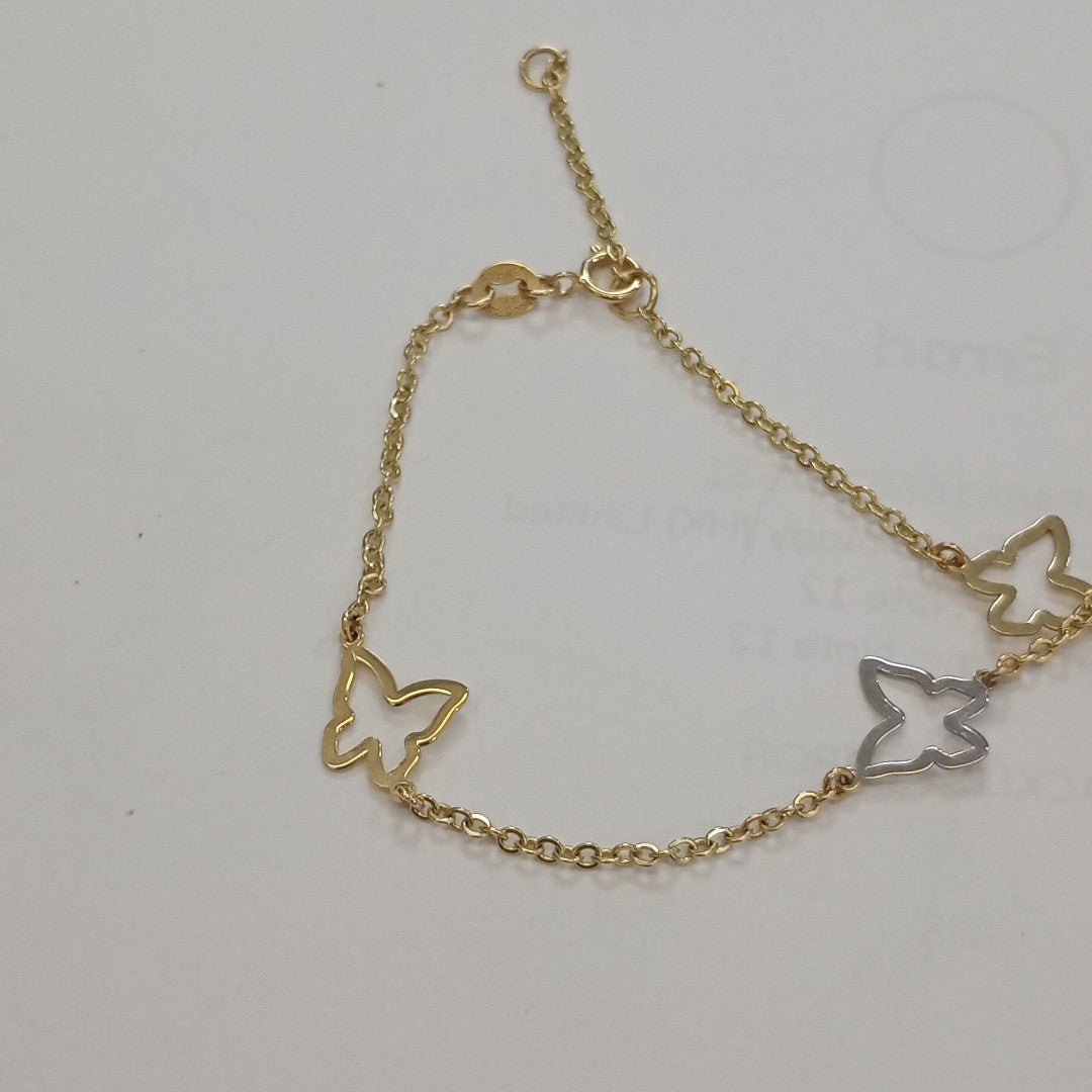 PULSERA ESPECIAL C MARIPOSAS 14K 18 CM 1.7 GR (NUEVO)