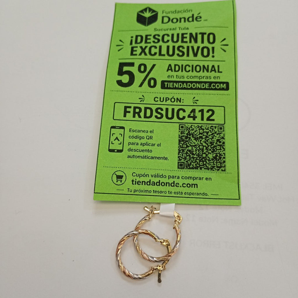ARETES ARRACADAS COMBINADAS 14K 2.1 GR (NUEVO)