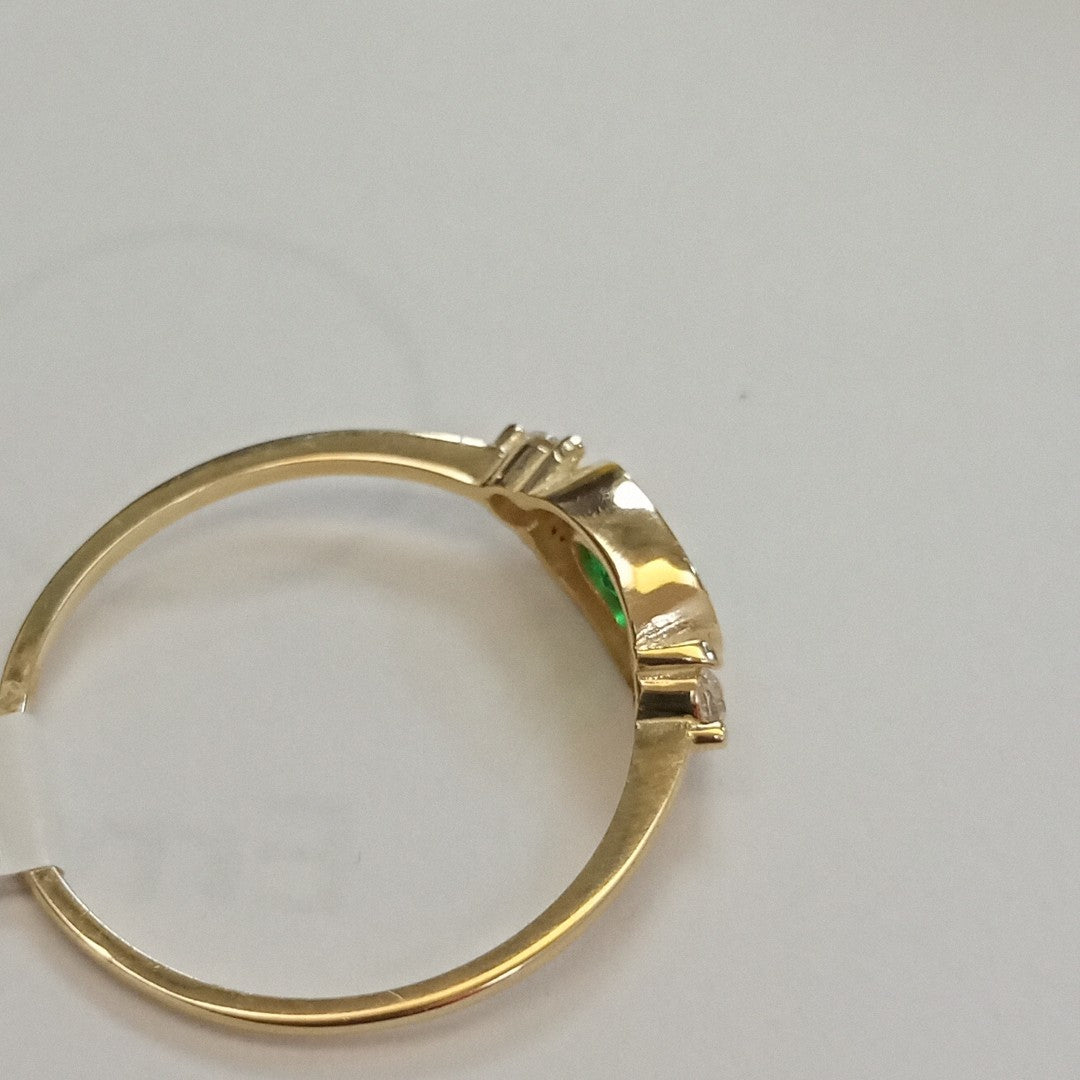 ANILLOS TEJIDO ANILLITO C CIRCONIAS Y PIEDRA VERDE 14K 7 1.1 GR (NUEVO)