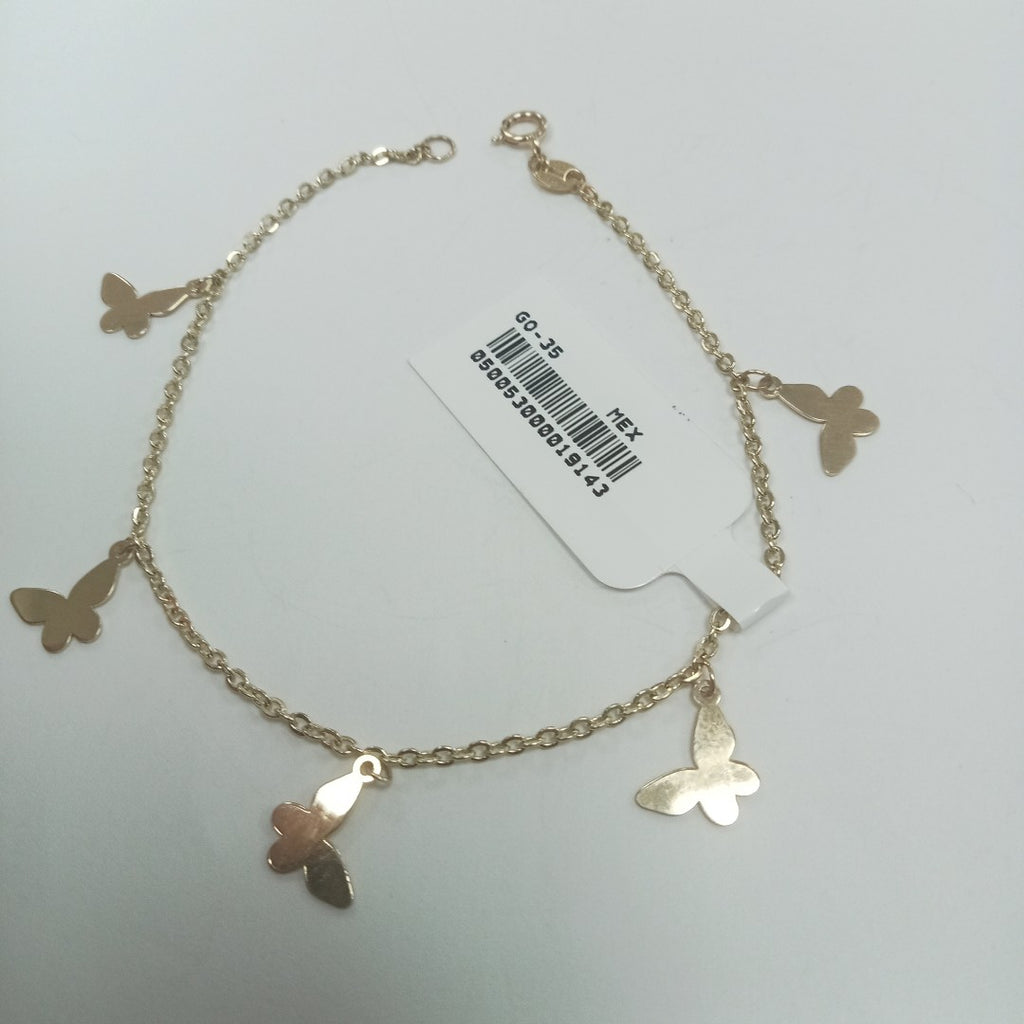 PULSERA ESPECIAL CON MARIPOSAS 14K 18 CM 2.1 GR (NUEVO)